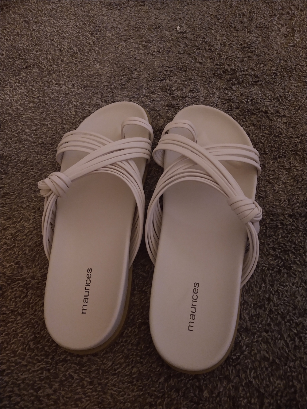 Maurices White Twisted Strap Slide Sandals